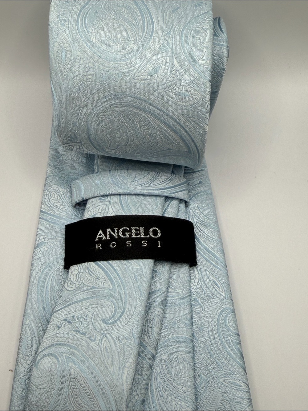 Angelo Rossi Light Blue Paisley Men's Tie